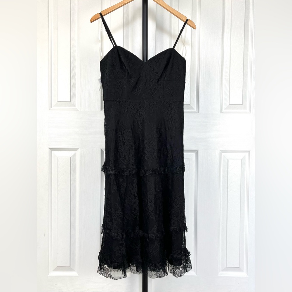 Fame And Partners Black Lace Spaghetti Strap Midi Dress